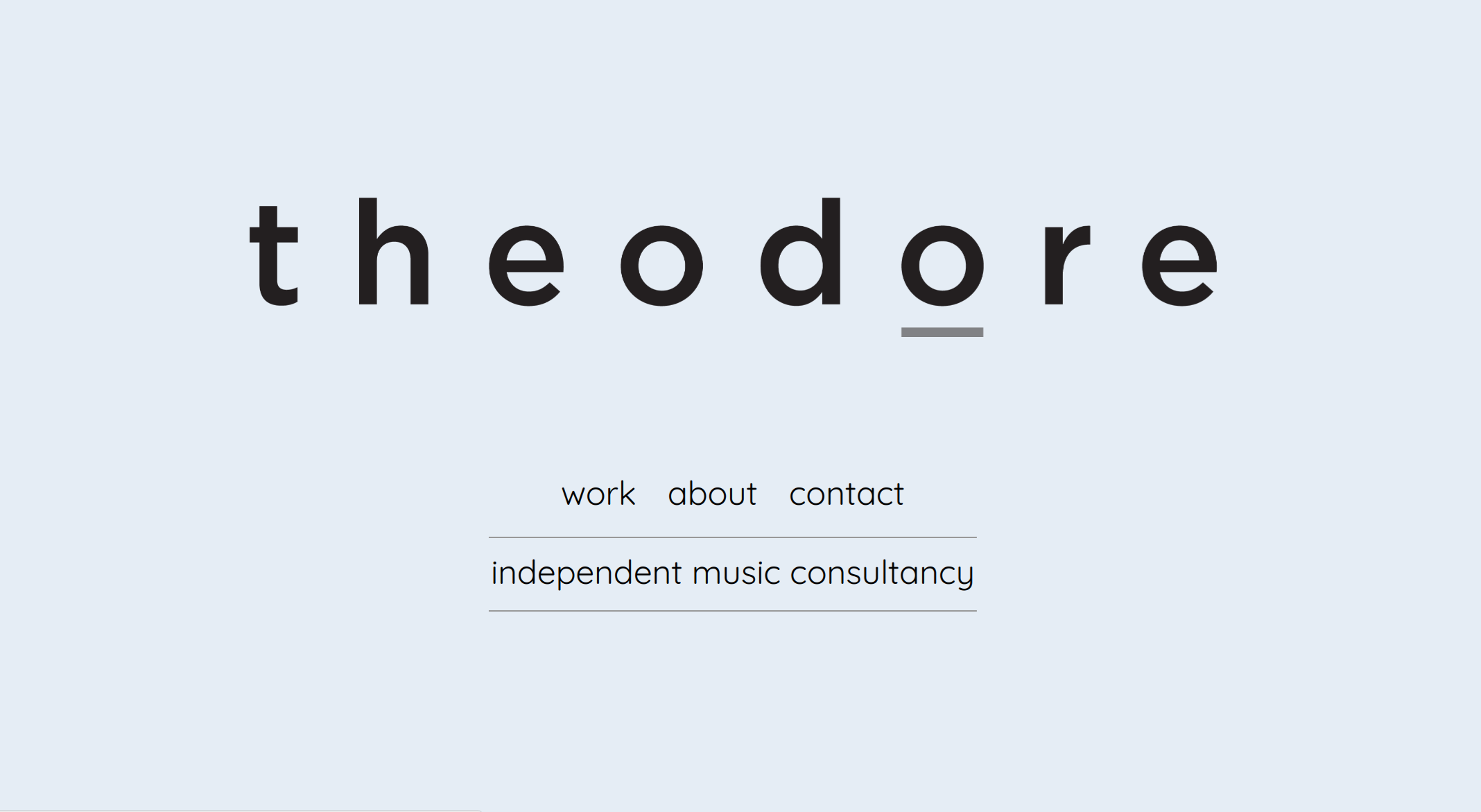 Homepage screen of Theodore music consultancy